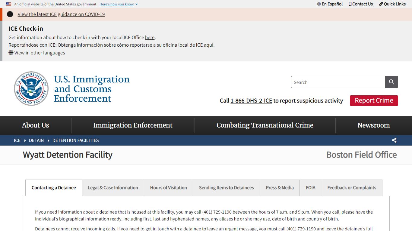 Wyatt Detention Facility | ICE