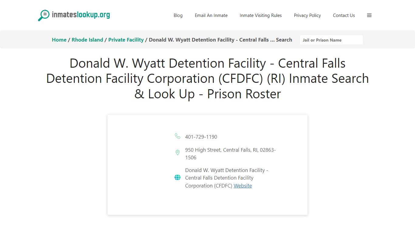 Donald W. Wyatt Detention Facility - Central Falls Detention Facility ...